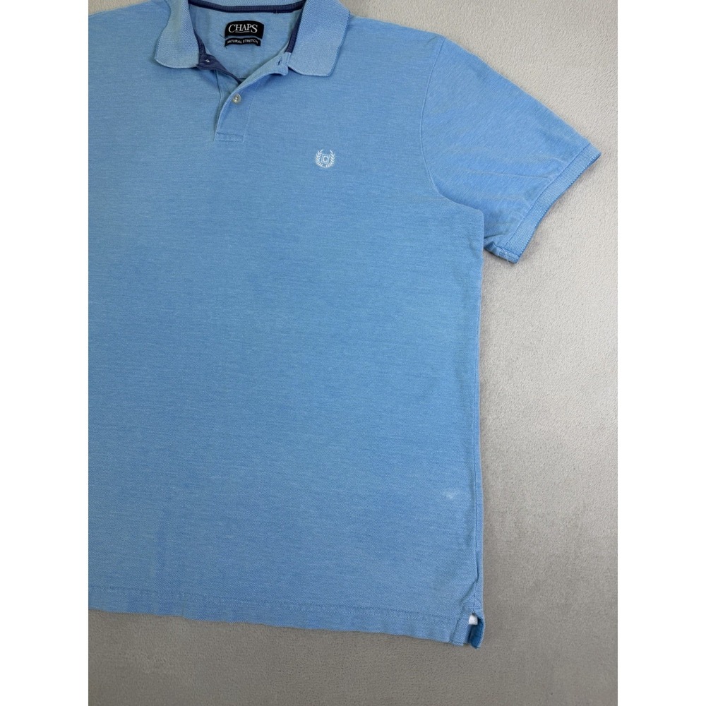 Chaps Pique Polo Shirt Mens XL Blue Short Sleeve Classic Casual Cotton - Picture 7 of 16